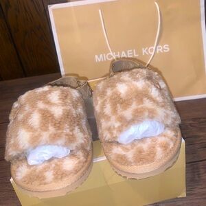 Michael Kors JUNIPER SLIDE SLIPPER in Camel Multi NWB size 8W